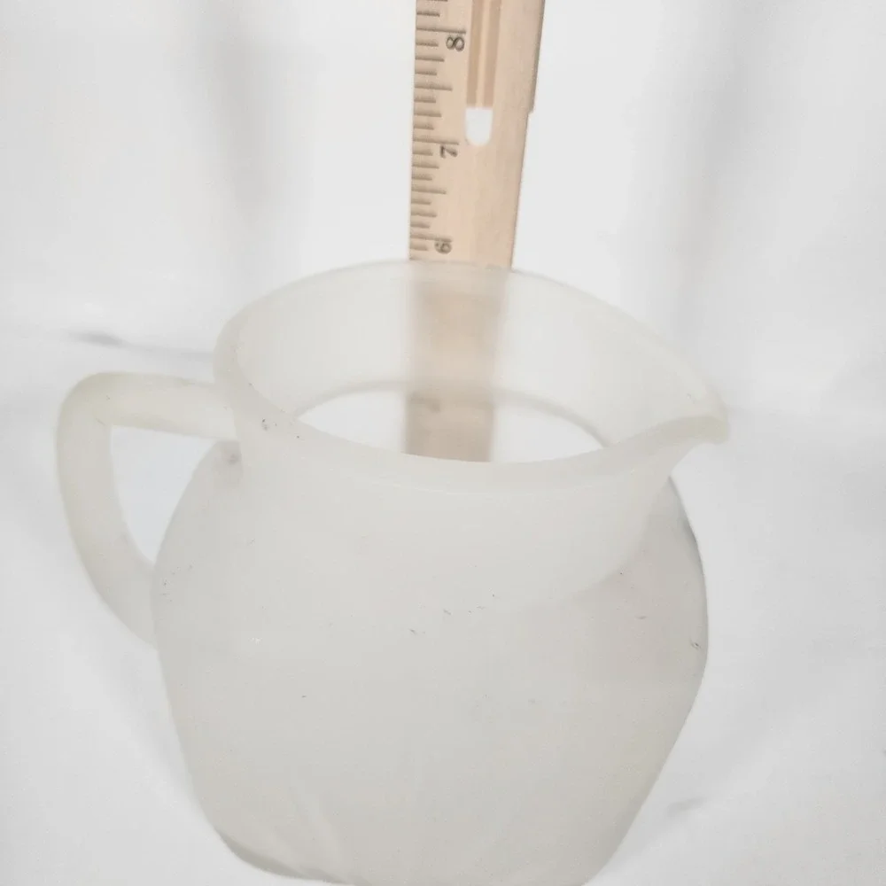 Vintage Frosted Glass Fruit Motif Creamer Pitcher Country Kitchen Decor